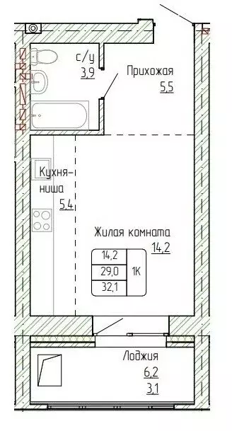 1-комнатная квартира: Алтайский край, Новоалтайск (32.1 м) - Фото 0