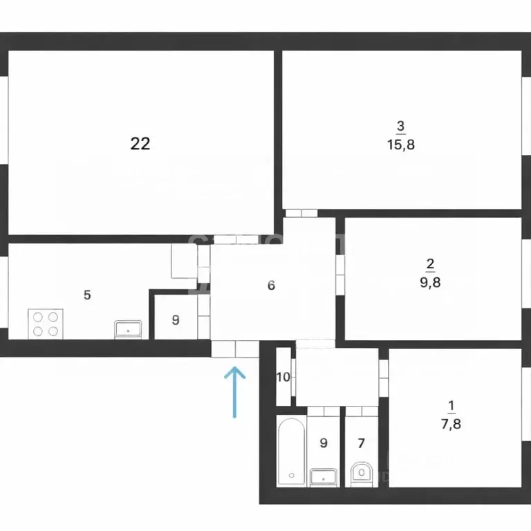 Комната Свердловская область, Екатеринбург ул. Металлургов, 40к2 (9.8 ... - Фото 2