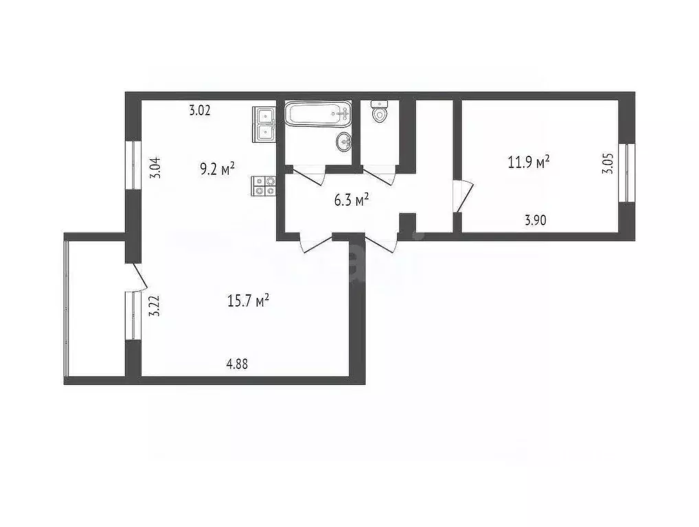1-к кв. Вологодская область, Вологда ул. Возрождения, 34 (47.3 м) - Фото 2
