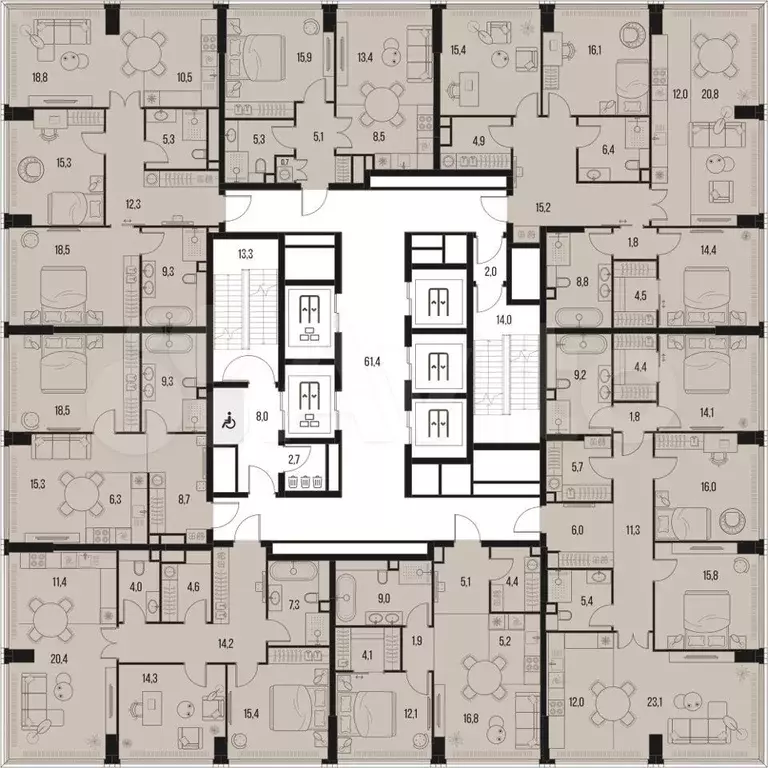 4-к. квартира, 124,8 м, 4/47 эт. - Фото 1