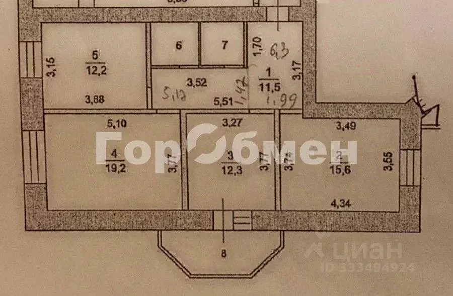 Квартира, 3 комнаты, 76.09 м - Фото 1