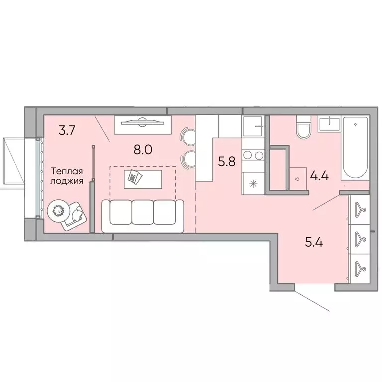 Квартира-студия: Чита, микрорайон Хороший, 14 (27.3 м) - Фото 1
