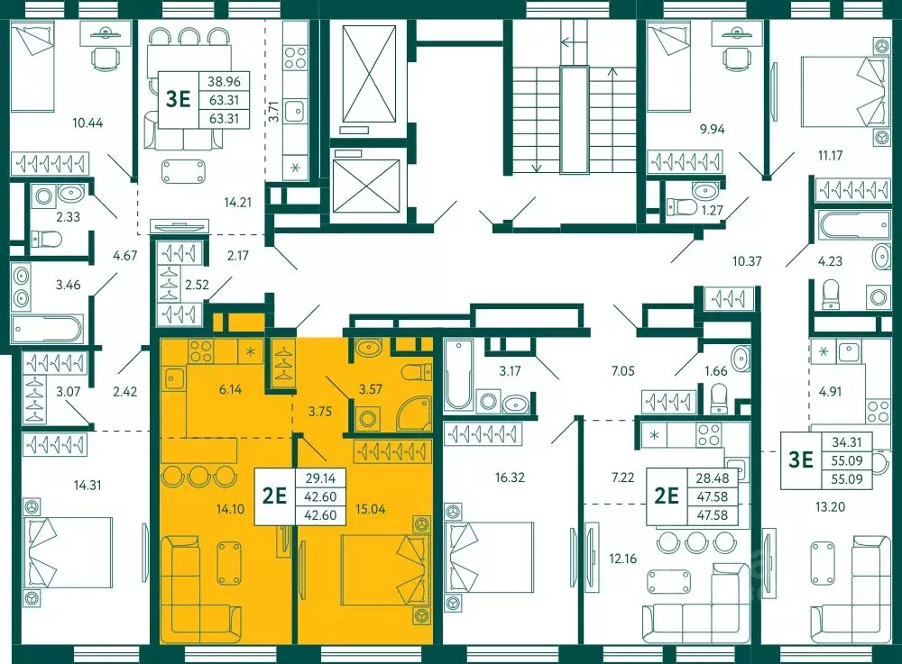 1-к кв. Башкортостан, Уфа Зеленая Роща жилрайон, Терле Парк жилой ... - Фото 2