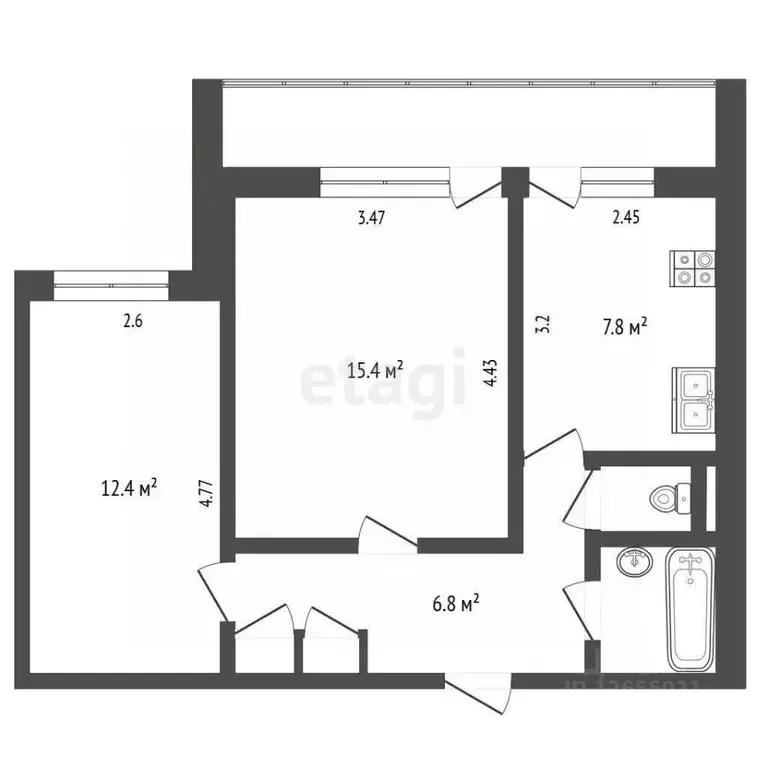 2-к кв. Костромская область, Кострома Профсоюзная ул., 25 (46.7 м) - Фото 2