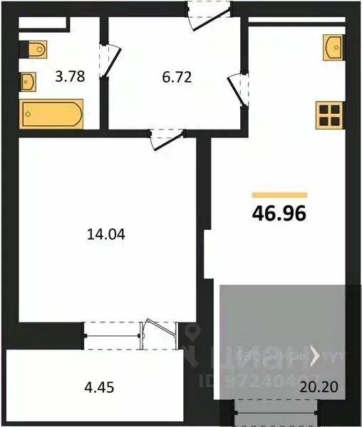 1-к кв. Воронежская область, Воронеж Транспортная ул., 58 (46.96 м) - Фото 1