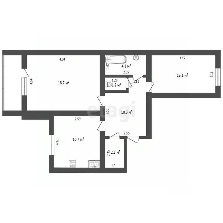 2-к кв. Ямало-Ненецкий АО, Новый Уренгой Железнодорожная ул., 46А ... - Фото 2