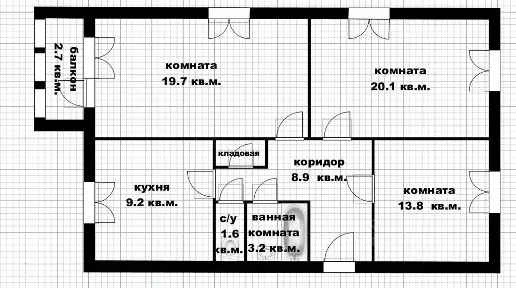 3-к кв. Башкортостан, Уфа Кольцевая ул., 133 (77.3 м) - Фото 1