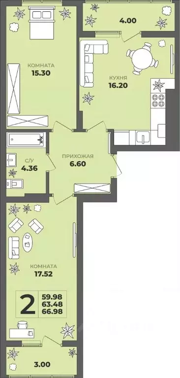 2-к кв. Калининградская область, Калининград ул. Генерала Толстикова, ... - Фото 1