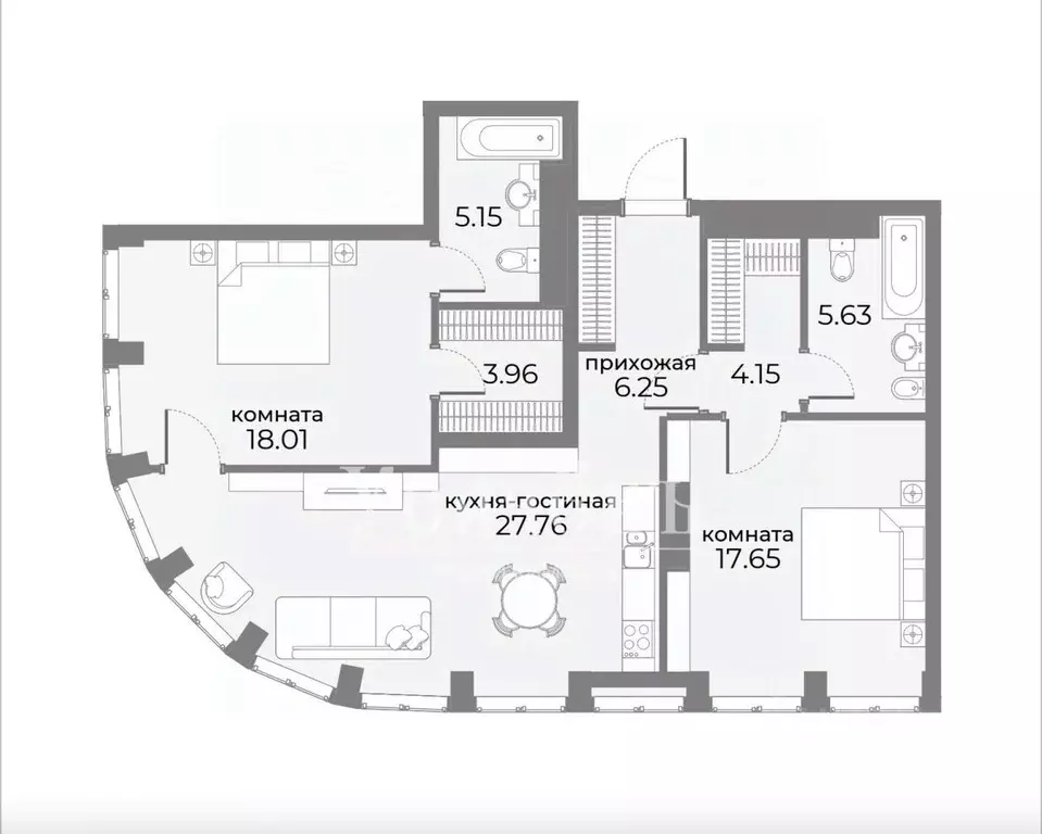 3-к кв. Москва Дружинниковская ул., 15А (94.0 м) - Фото 2