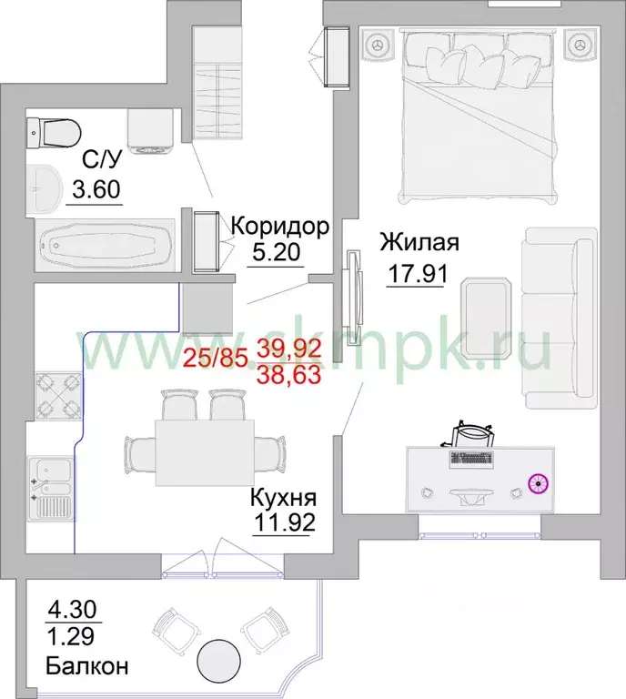 1-к кв. Калининградская область, Пионерский Портовая ул., 5 (43.7 м) - Фото 0