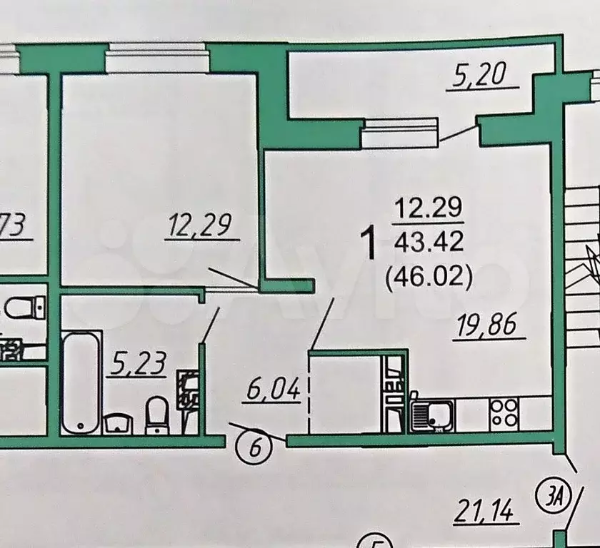 1-к. квартира, 46 м, 4/9 эт. - Фото 0