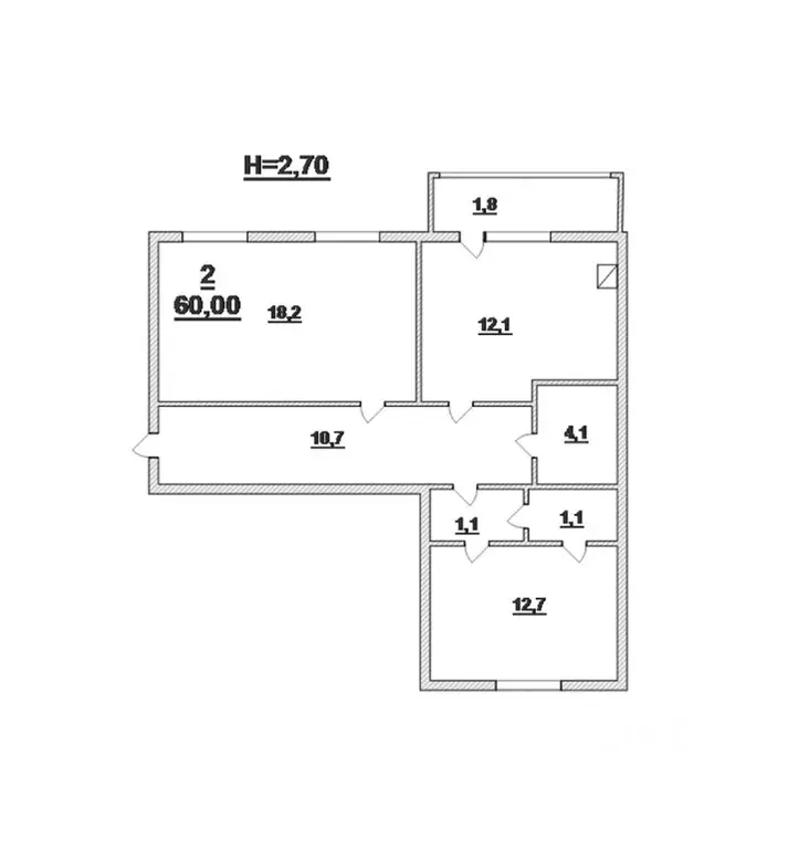 2-к кв. Калининградская область, Калининград ул. Менделеева, 30 (61.0 ... - Фото 2