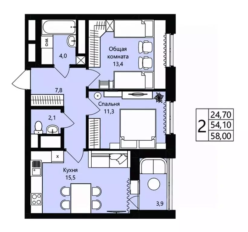 2-к кв. Мордовия, Саранск Юбилейный жилрайон, 3-й мкр, Новая История ... - Фото 1