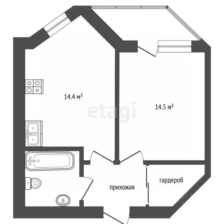 1-к кв. Архангельская область, Архангельск Московский просп., 43 (38.9 ... - Фото 2