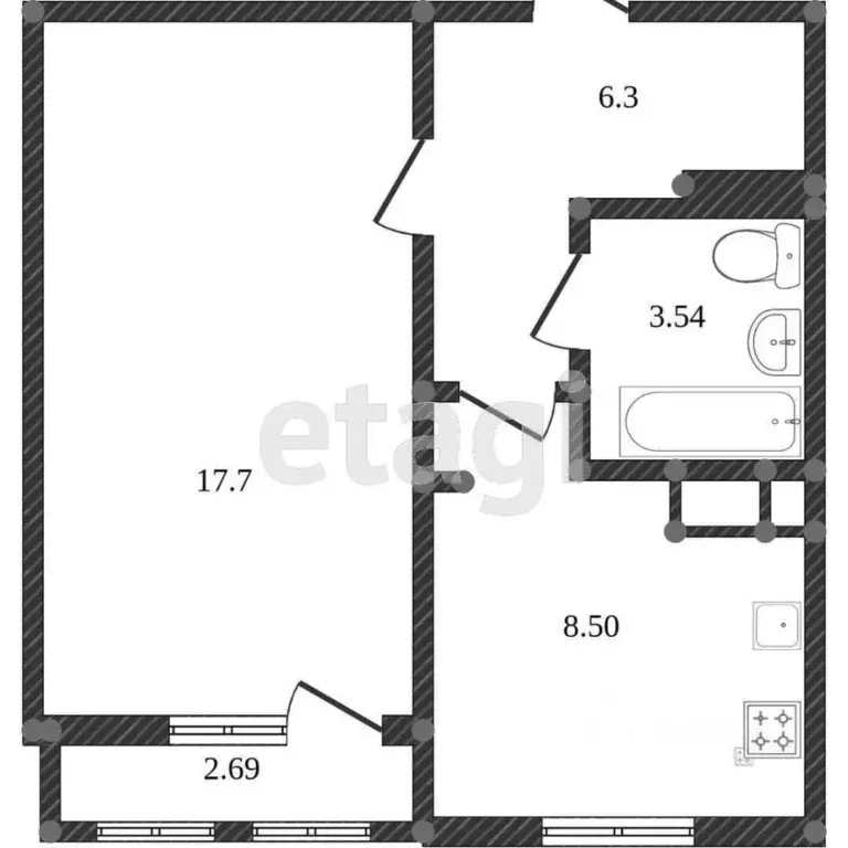 1-к кв. Костромская область, Кострома проезд Южный, 3 (35.3 м) - Фото 1