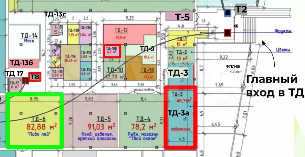 Аренда торговой площади от собственника, 45.7 м - Фото 1