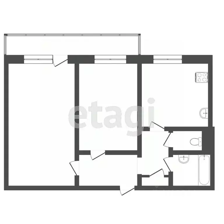 2-к кв. Томская область, Томск ул. Суворова, 14 (53.3 м) - Фото 2