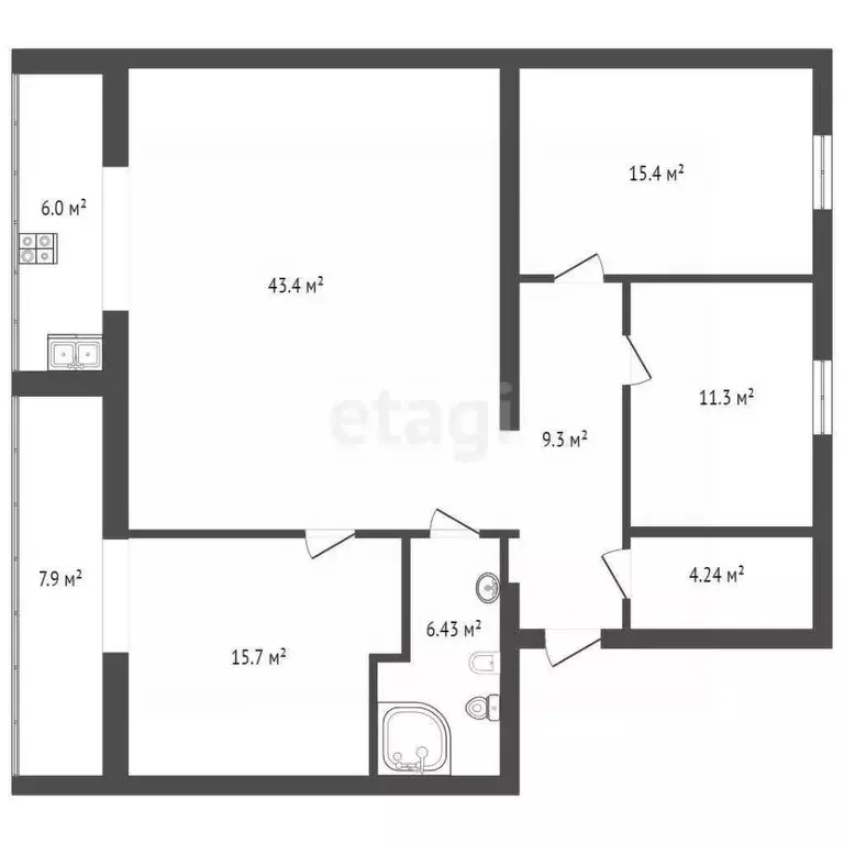 3-к кв. Тюменская область, Тюмень Мельничная ул., 83 (122.7 м) - Фото 1