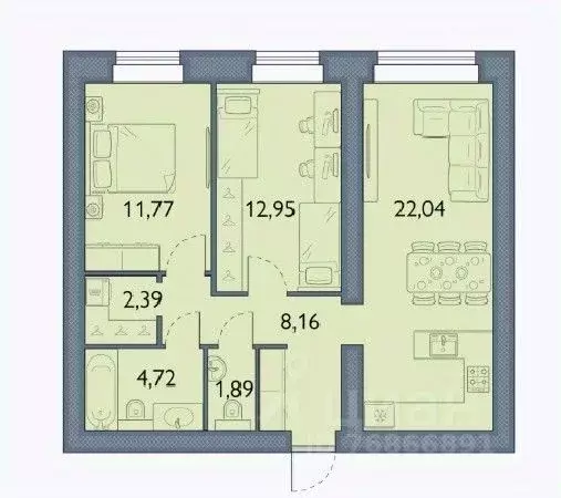 2-к кв. Брянская область, Брянский район, пос. Мичуринский, ... - Фото 1