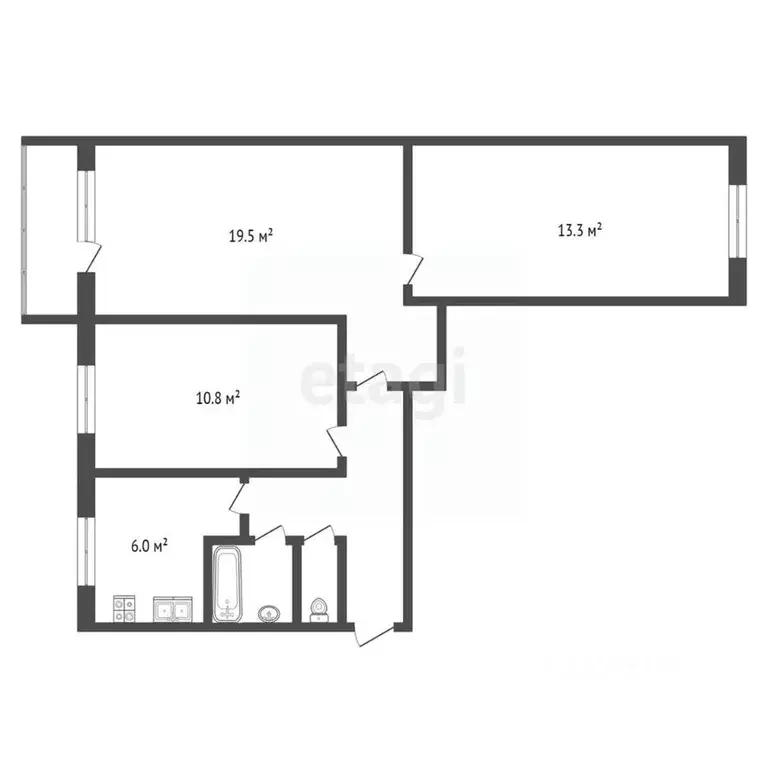 3-к кв. Калужская область, Кондрово Дзержинский район, ул. Ленина, 44 ... - Фото 2