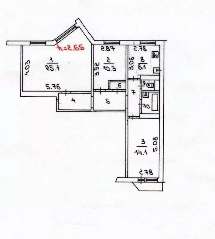3-к кв. Мурманская область, Снежногорск Октябрьская ул., 19 (72.3 м) - Фото 1