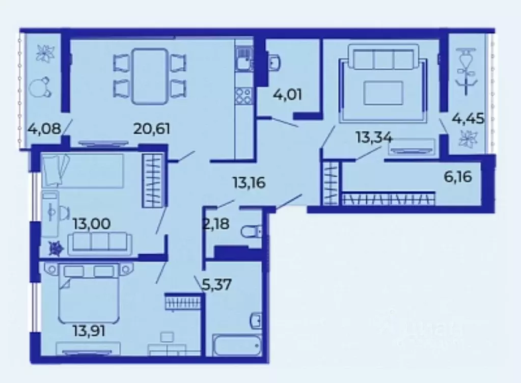 3-к кв. Брянская область, Брянск ул. Имени О.С. Визнюка, 18 (100.27 м) - Фото 0