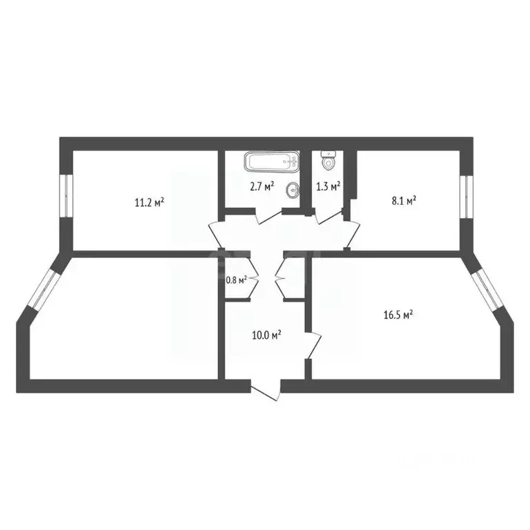 2-к кв. Амурская область, Тында ул. Красная Пресня, 3 (51.2 м) - Фото 1