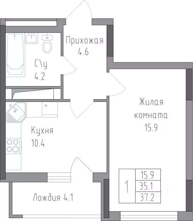 1-к кв. Липецкая область, Липецк ул. Тельмана, 120 (37.2 м) - Фото 0