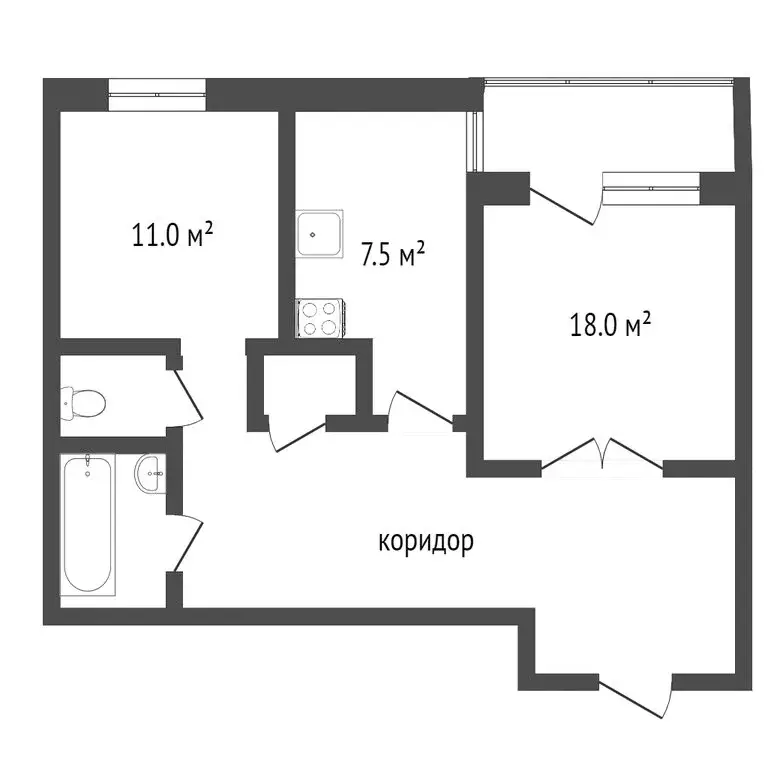 2-комнатная квартира: Воронеж, Московский проспект, 82 (53 м) - Фото 0