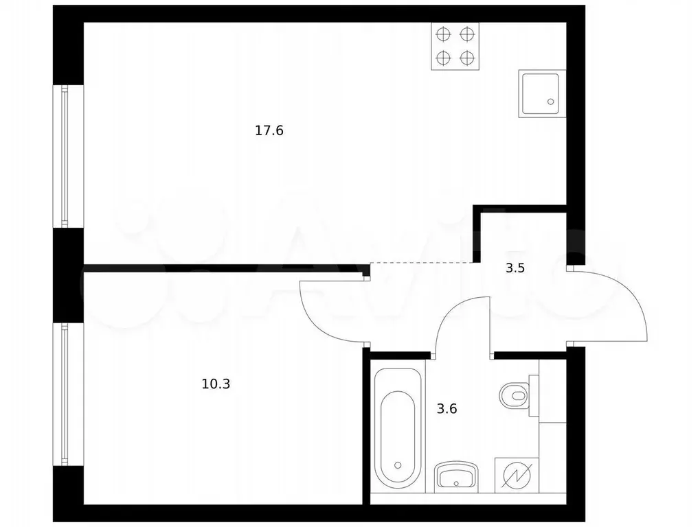 1-к. квартира, 35 м, 5/9 эт. - Фото 0