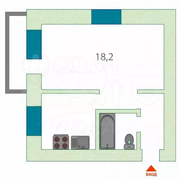 1-к. квартира, 33 м, 4/5 эт. - Фото 0