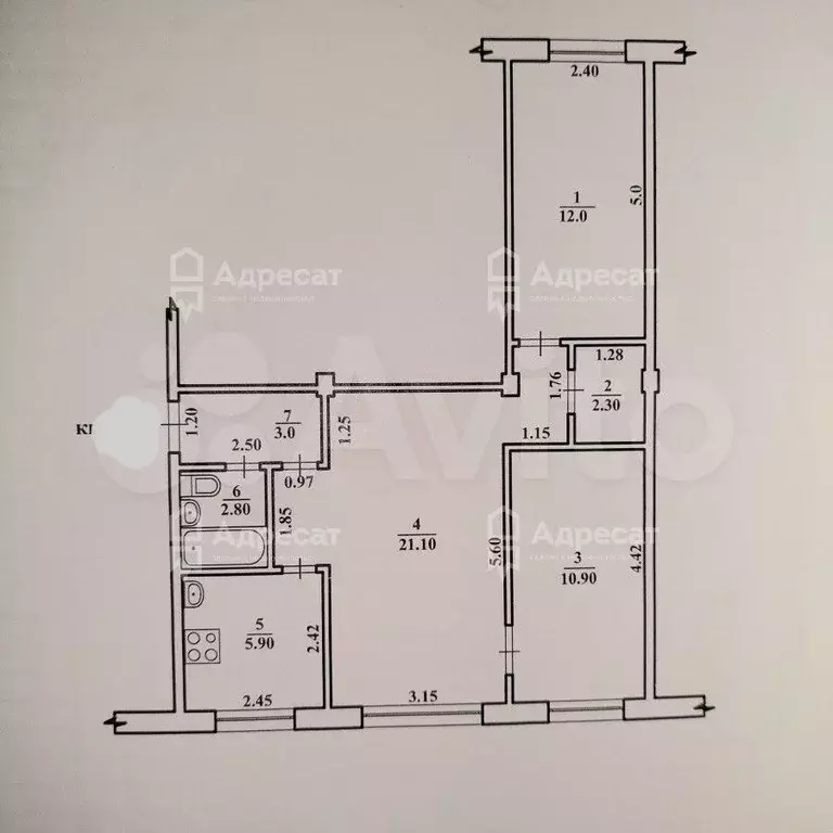 3-к. квартира, 58 м, 1/5 эт. - Фото 0