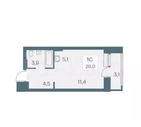 Квартира-студия, 28 м, 12/30 эт. - Фото 0