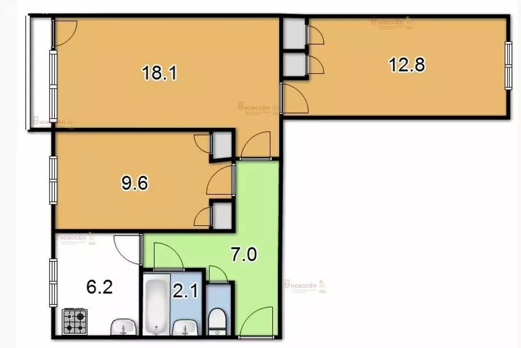3-комнатная квартира: Берёзовский, Шиловская улица, 20 (60 м) - Фото 0