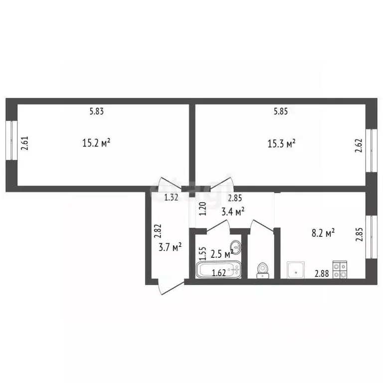 2-к кв. Кемеровская область, Кемерово Белозерная ул., 21 (52.0 м) - Фото 2