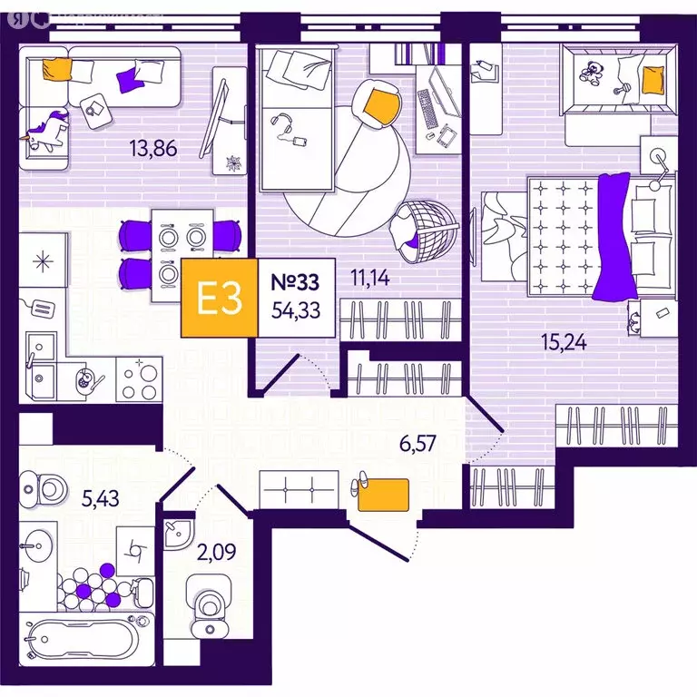 2-комнатная квартира: Тула, Пряничная улица, 3 (54.33 м) - Фото 1