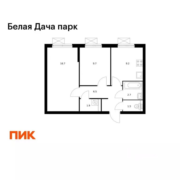 2-к кв. Московская область, Котельники Парковый мкр, 2к1 (48.2 м) - Фото 1