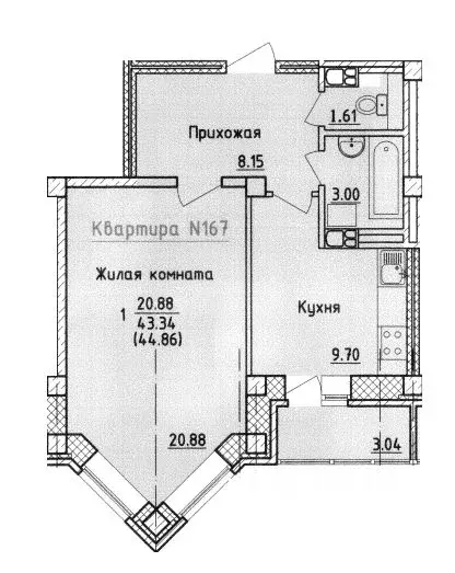 1-к кв. Смоленская область, Смоленск ул. Крупской (44.86 м) - Фото 0