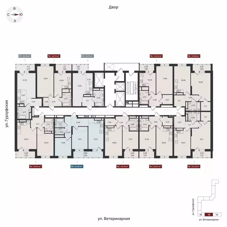 1-к. квартира, 52,5 м, 18/23 эт. - Фото 1