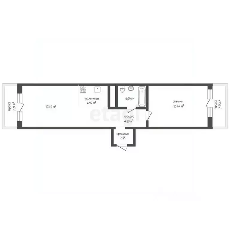 1-к кв. Тюменская область, Тюмень Причальная ул., 7 (49.0 м) - Фото 2
