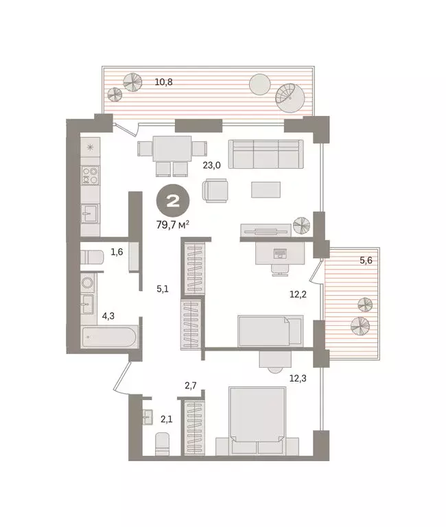 2-комнатная квартира: Новосибирский район, рабочий посёлок Краснообск, ... - Фото 2