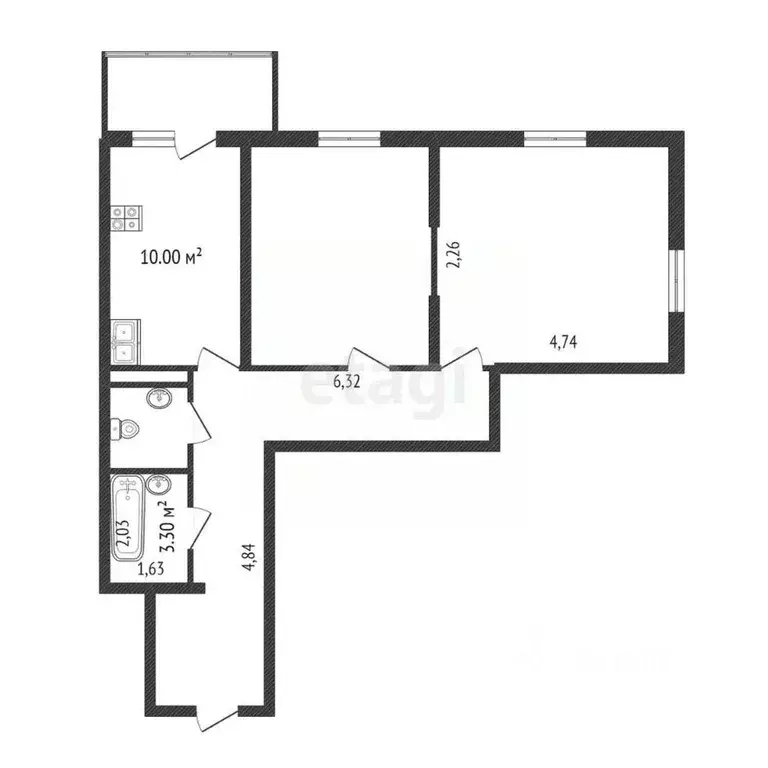 2-к кв. Тюменская область, Тобольск 15-й мкр, 31 (61.0 м) - Фото 2