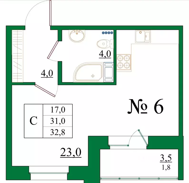 Студия Ленинградская область, Гатчина Красносельское ш., 4Ак1 (32.8 м) - Фото 1