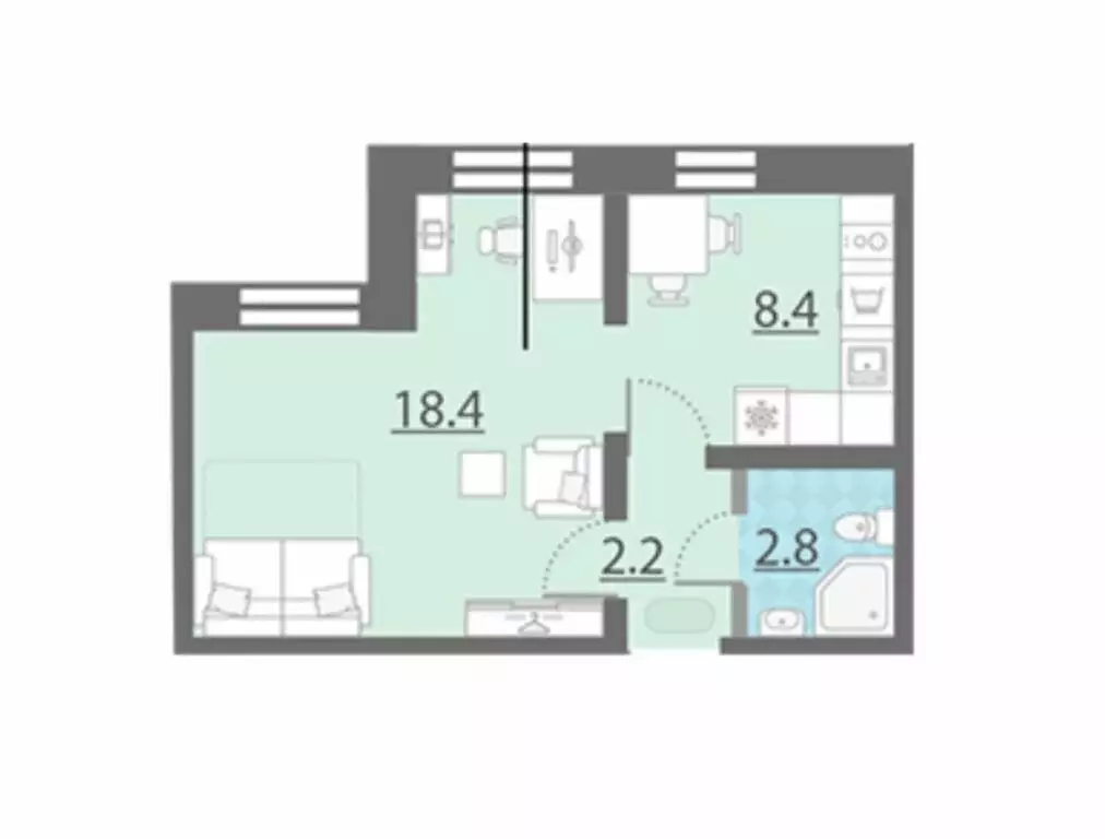 1-комнатная квартира: Санкт-Петербург, Муринская дорога (31.4 м) - Фото 0