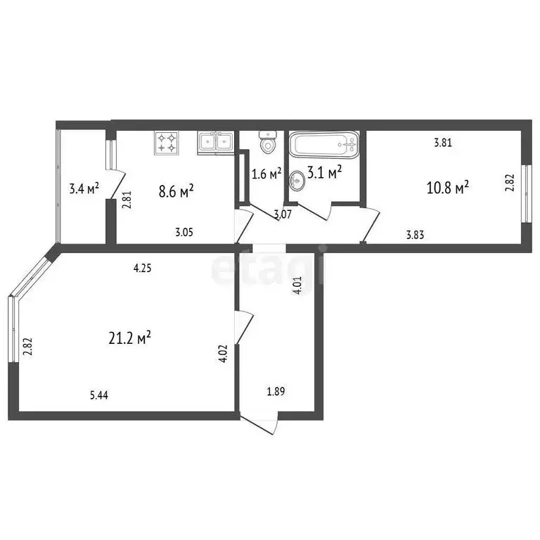 2-комнатная квартира: Санкт-Петербург, проспект Королёва, 66к1 (56 м) - Фото 1
