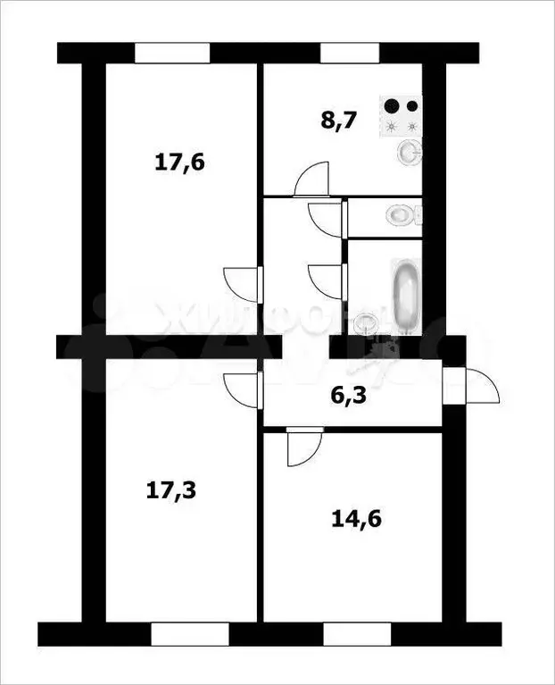 3-к. квартира, 75 м, 1/2 эт. - Фото 0