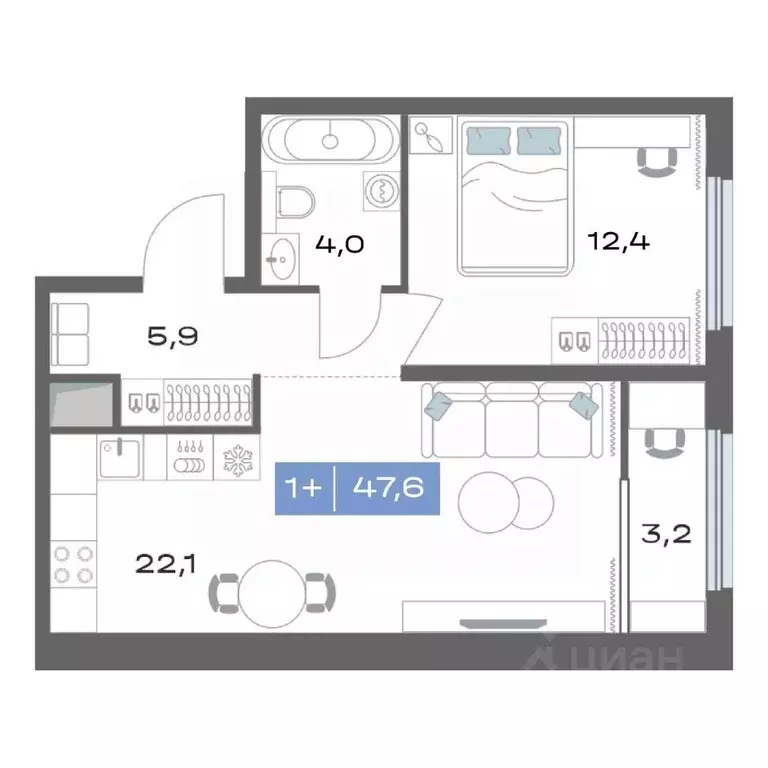 1-к кв. Свердловская область, Екатеринбург ул. Академика Парина, 11с1 ... - Фото 1