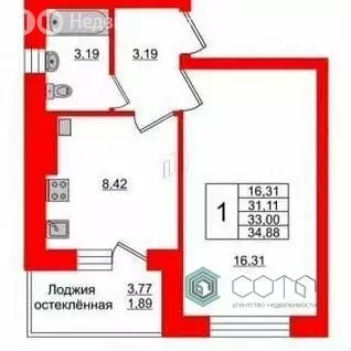1-комнатная квартира: Светлогорск, Молодёжная улица, 1 (34.9 м) - Фото 0