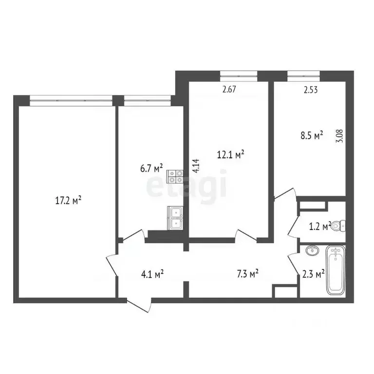 3-к кв. Оренбургская область, Оренбург ул. Родимцева, 12/1 (59.4 м) - Фото 1