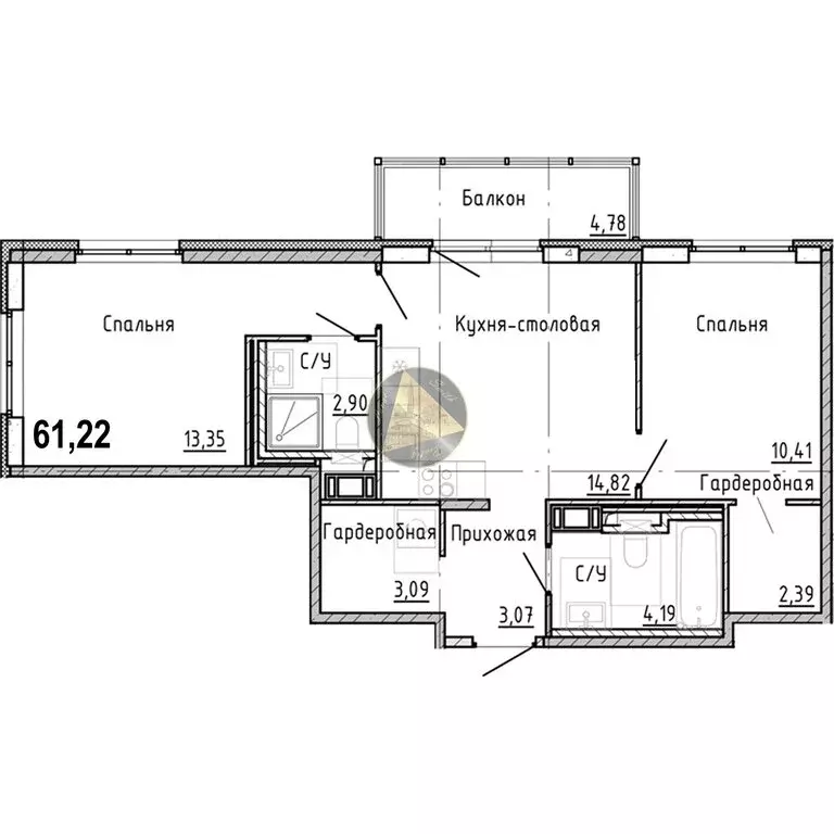 2-комнатная квартира: Санкт-Петербург, набережная реки Каменки, 3к3 ... - Фото 1